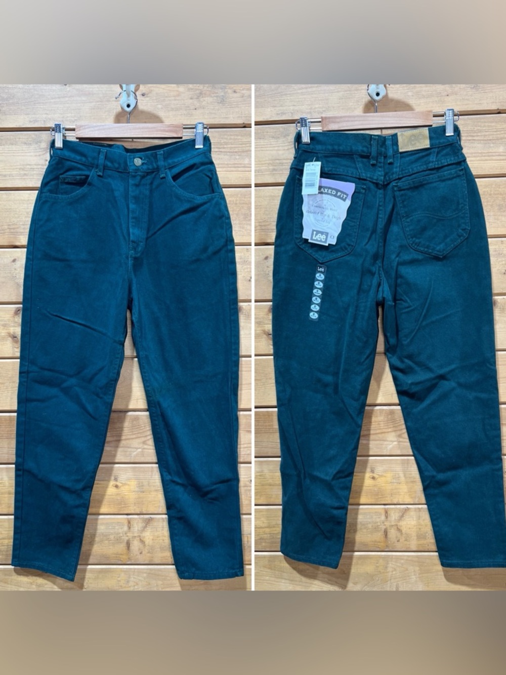 Vintage Lee Hunter Green Jeans High Waist Petite 8 Deadstock USA